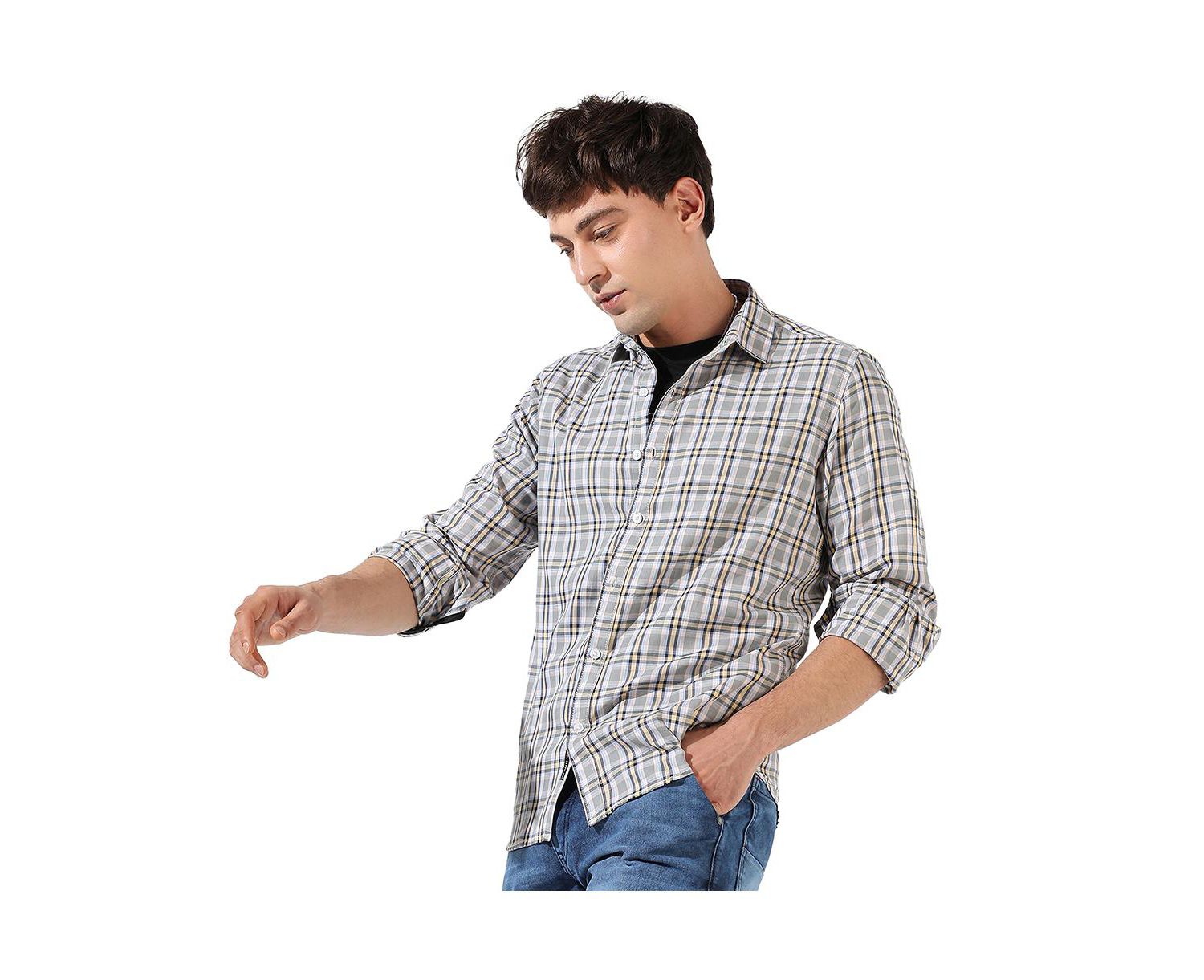 Men's Multicolour Checkered Regular Fit Casual Shirt