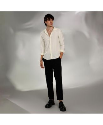 Men's Pale Yellow Hive-Textured Shirt