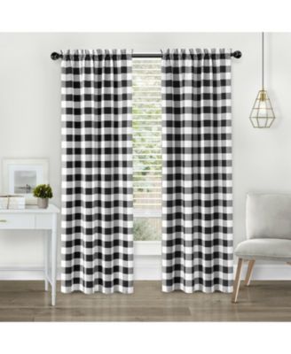 Modern Farmhouse 2 Piece Large Buffalo Plaid Check Rod Pocket Curtains - 63 in - Granny Apple Green