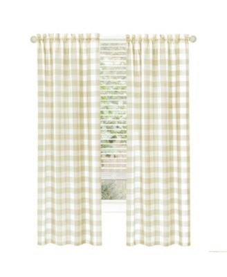 Modern Farmhouse 2 Piece Large Buffalo Plaid Check Rod Pocket Curtains - 84 in - Baby Blue