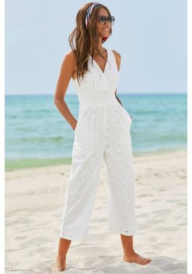 Women's Sleeveless Eyelet Jumpsuit