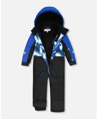 Boy One-Piece Play Snowsuit with Print and Color blocking