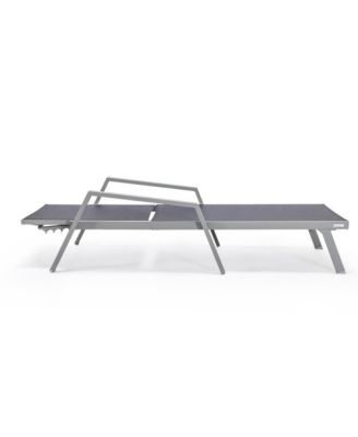 Marlin Patio Chaise Lounge Chair With Armrests in Grey Aluminum Frame, Set of 2