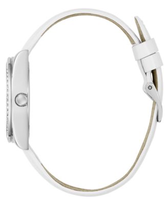 Women's White Silver Tone Analog Watch, 32mm