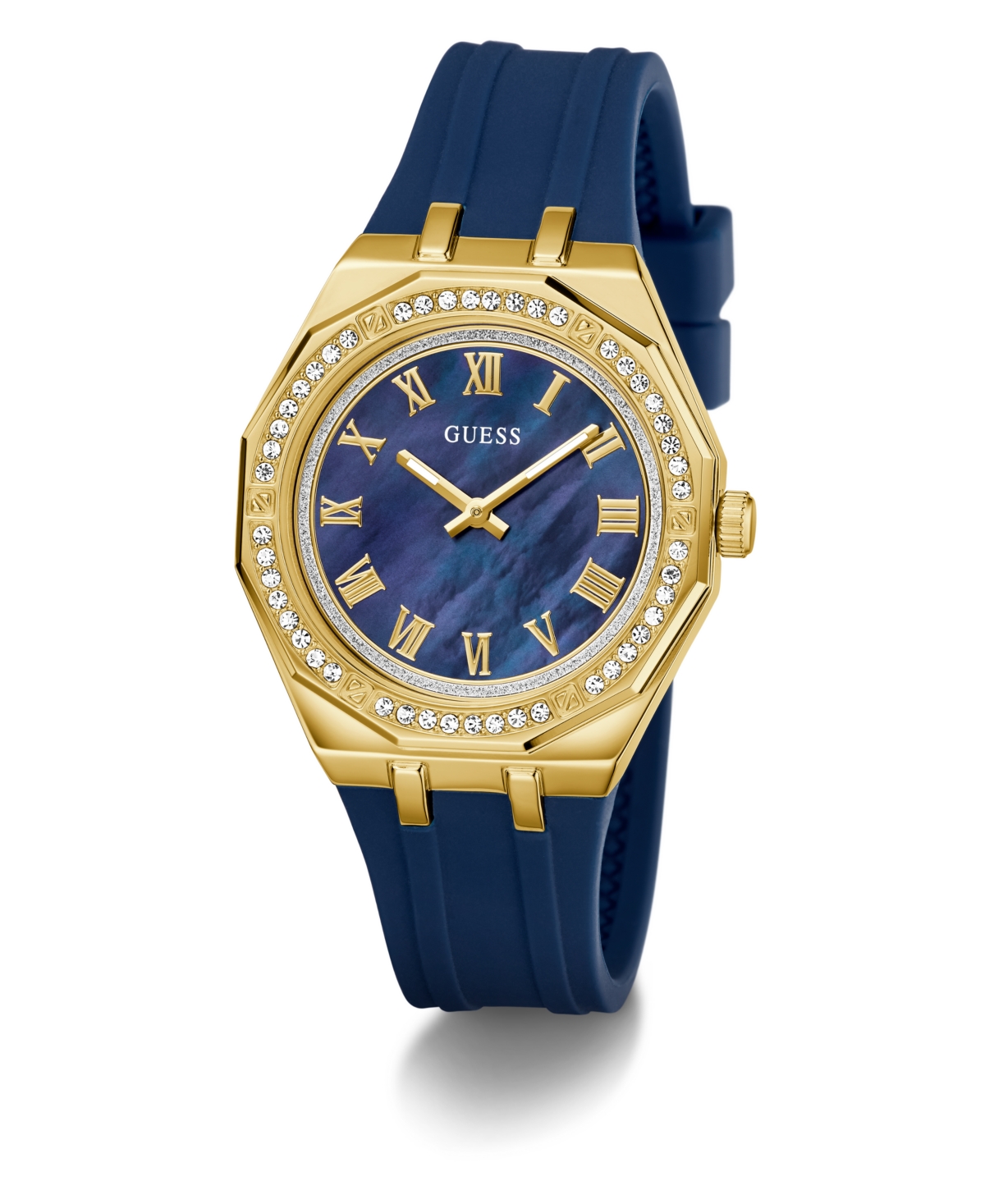 Guess Women's Blue Rose Gold Tone Analog Watch, 36mm In Blue