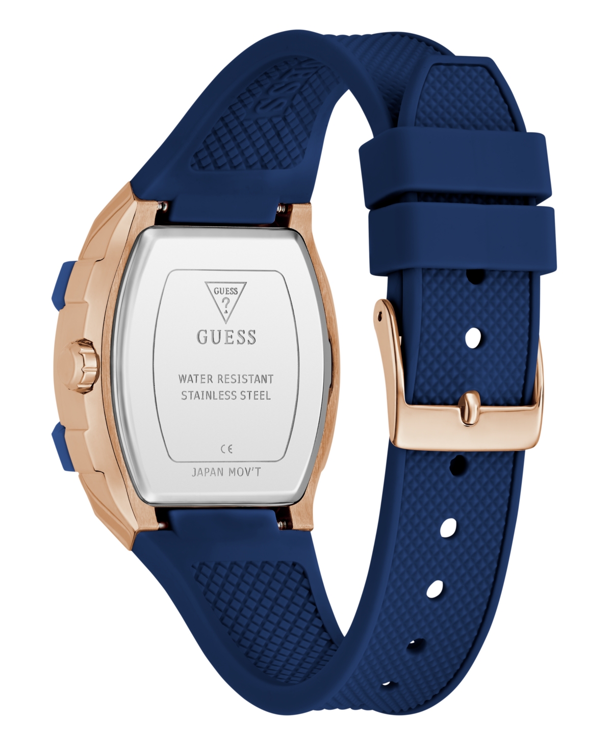 Guess Women's Blue Rose Gold Tone Multi-function Watch, 35mm In Blue