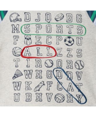 Toddler Boys Toddler/Child Long Sleeve Raglan Color Blocked Alphabet Tee