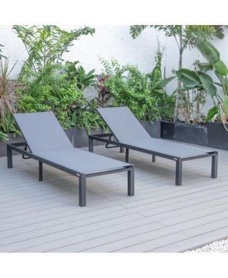 Marlin Patio Chaise Lounge Chair With Black Aluminum Frame, Set of 2