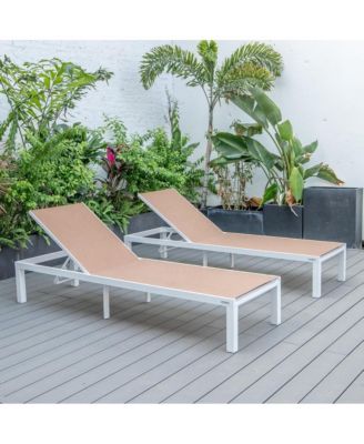 Marlin Patio Chaise Lounge Chair With White Aluminum Frame, Set of 2