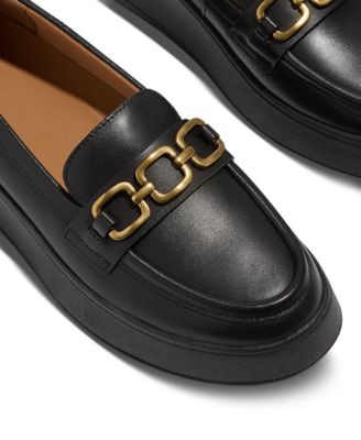 Women's F-Mode Square-Chain Leather Loafers