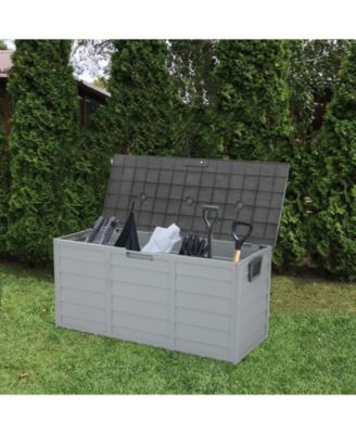 75Gal 260L Deck Storage Box for Tools Cushions Toys Seat Lockable Grey