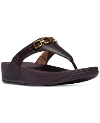 FitFlop - Women's Lulu Square-Chain Leather Toe-Post Wedge Sandals