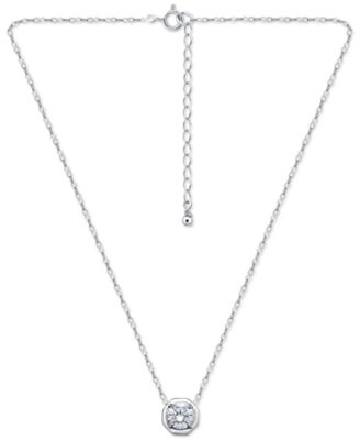 Cubic Zirconia Solitaire Octagon Pendant Necklace in Sterling Silver, 16" + 2" extender, Macy's Exclusive