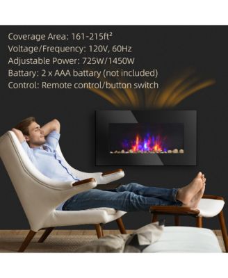 28.5" 1450W Electric Fireplace with 7-Color Flame Effect,