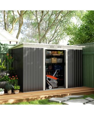 9&#39; x 4&#39; Metal Outdoor Storage Shed with Lockable Doors,