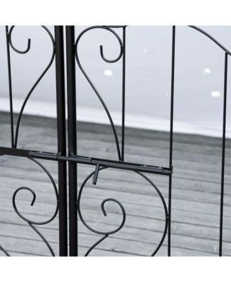 Garden Gate Arbor Wedding Arch with Heart Doors Planters,