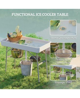 3.4ft Folding Ice Cooler Table with Drain, Party Ice Table,