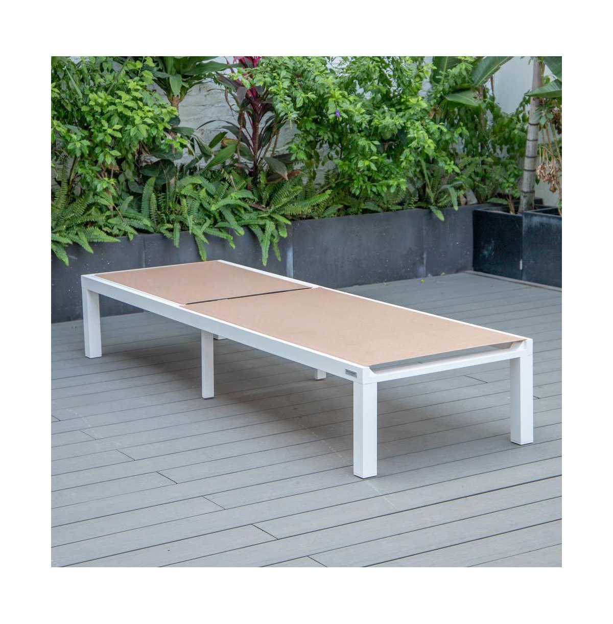 LeisureMod Marlin Patio Chaise Lounge Chair With White Aluminum Frame