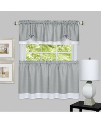 Kate Aurora Flax Styled Semi Sheer 3 Piece Tie-Up Kitchen Curtain Tier ...