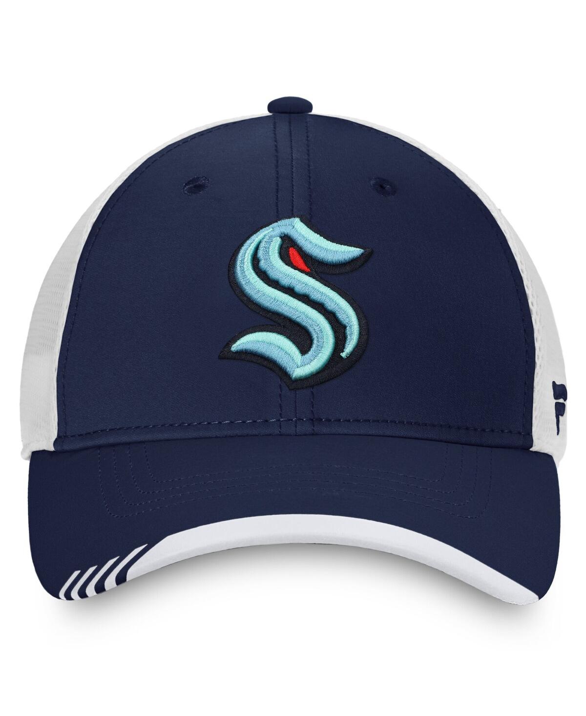 Fanatics Men's Navy Seattle Kraken Authentic Pro Locker Room Trucker Adjustable Hat In Blue