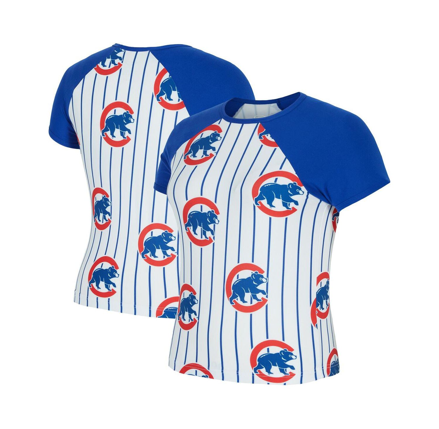 Women's White Chicago Cubs Outbound Pinstripe Raglan Top