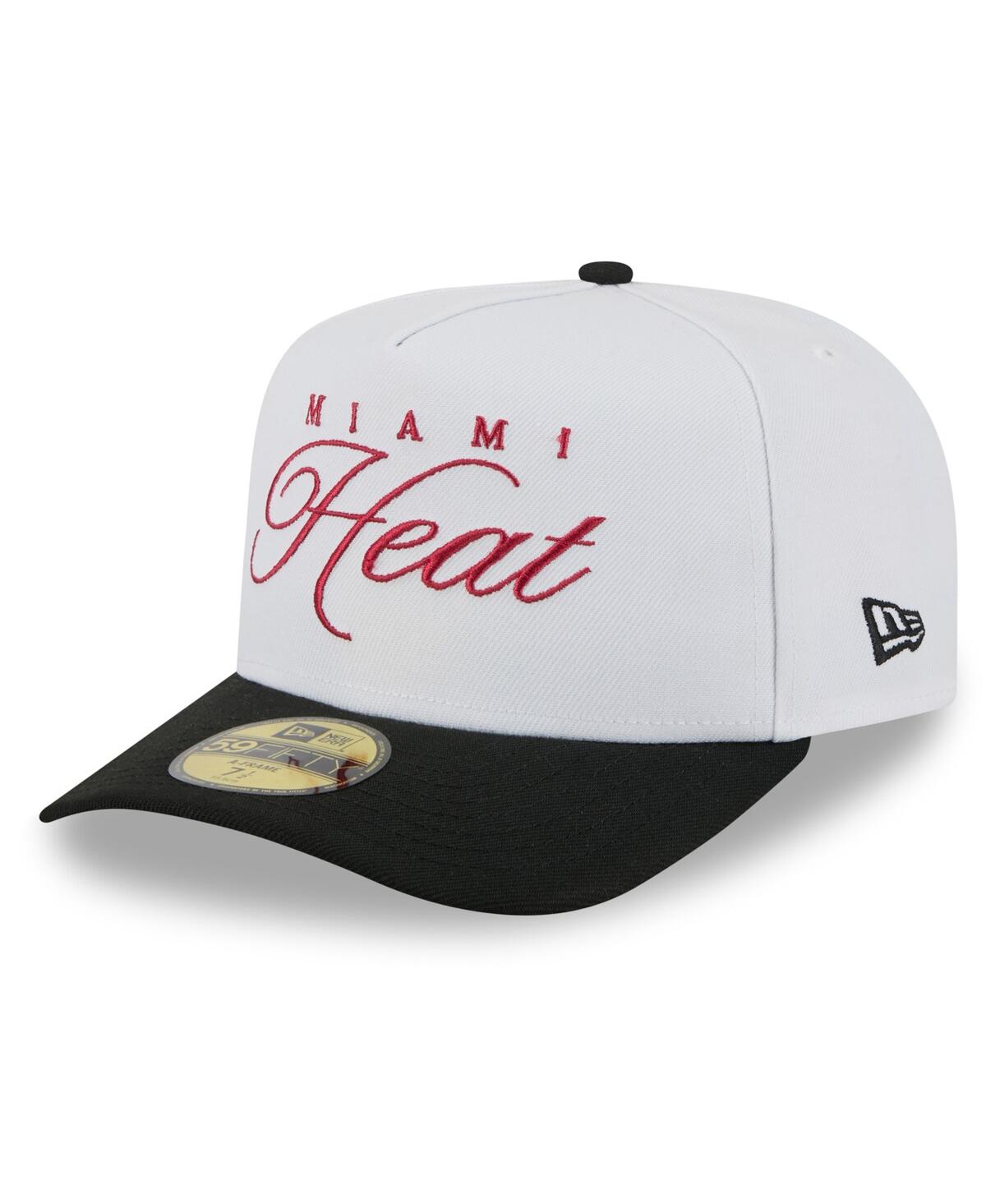 New Era Men's White/black Miami Heat 2025 Nba Draft A-frame 59fifty Fitted Hat In Multi