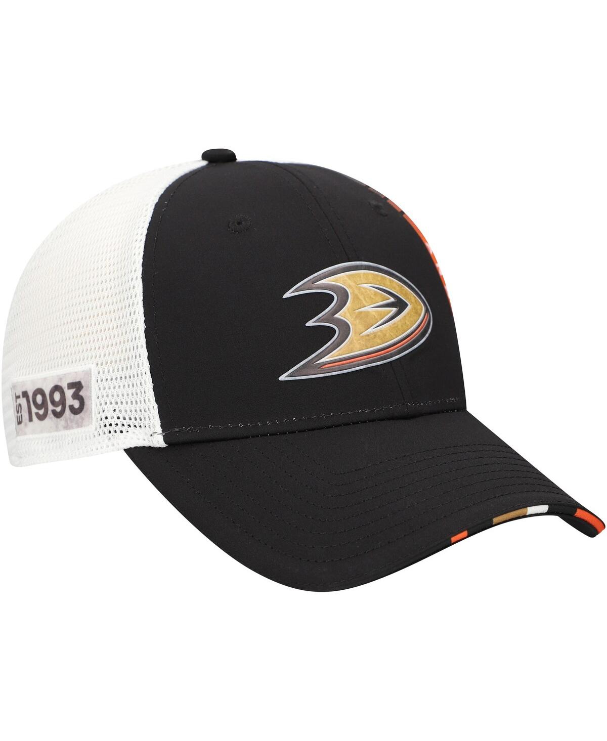 Fanatics Men's Black Anaheim Ducks Authentic Pro Draft Adjustable Trucker Hat In Black