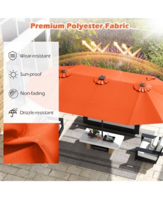 15.5 FT Double-sided Patio Umbrella with Solar Lights Outdoor Twin Size Umbrella