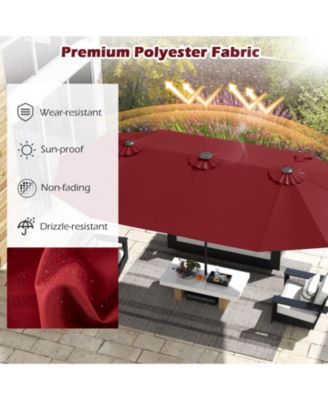 15.5 FT Double-sided Patio Umbrella with Solar Lights Outdoor Twin Size Umbrella