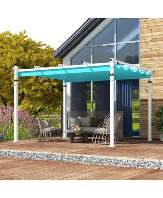 12' x 10' Outdoor Pergola w/ Retractable Canopy Aluminum Frame Anchors Patio