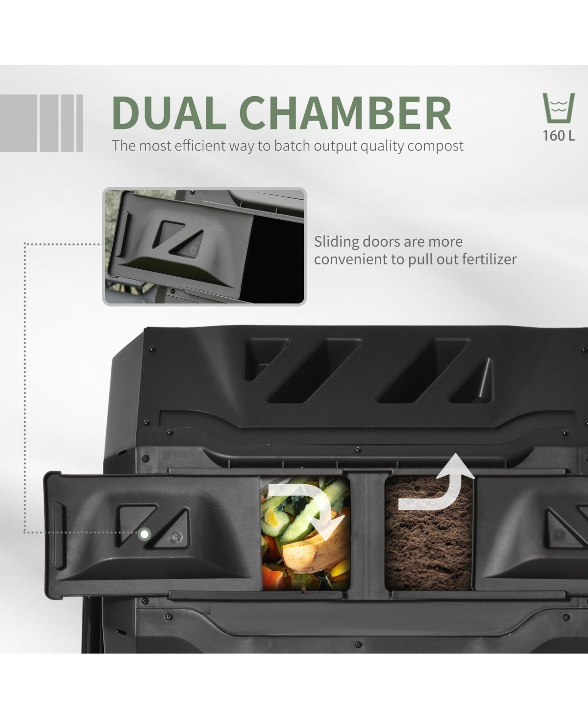 Outsunny Tumbling Compost Bin Outdoor 360