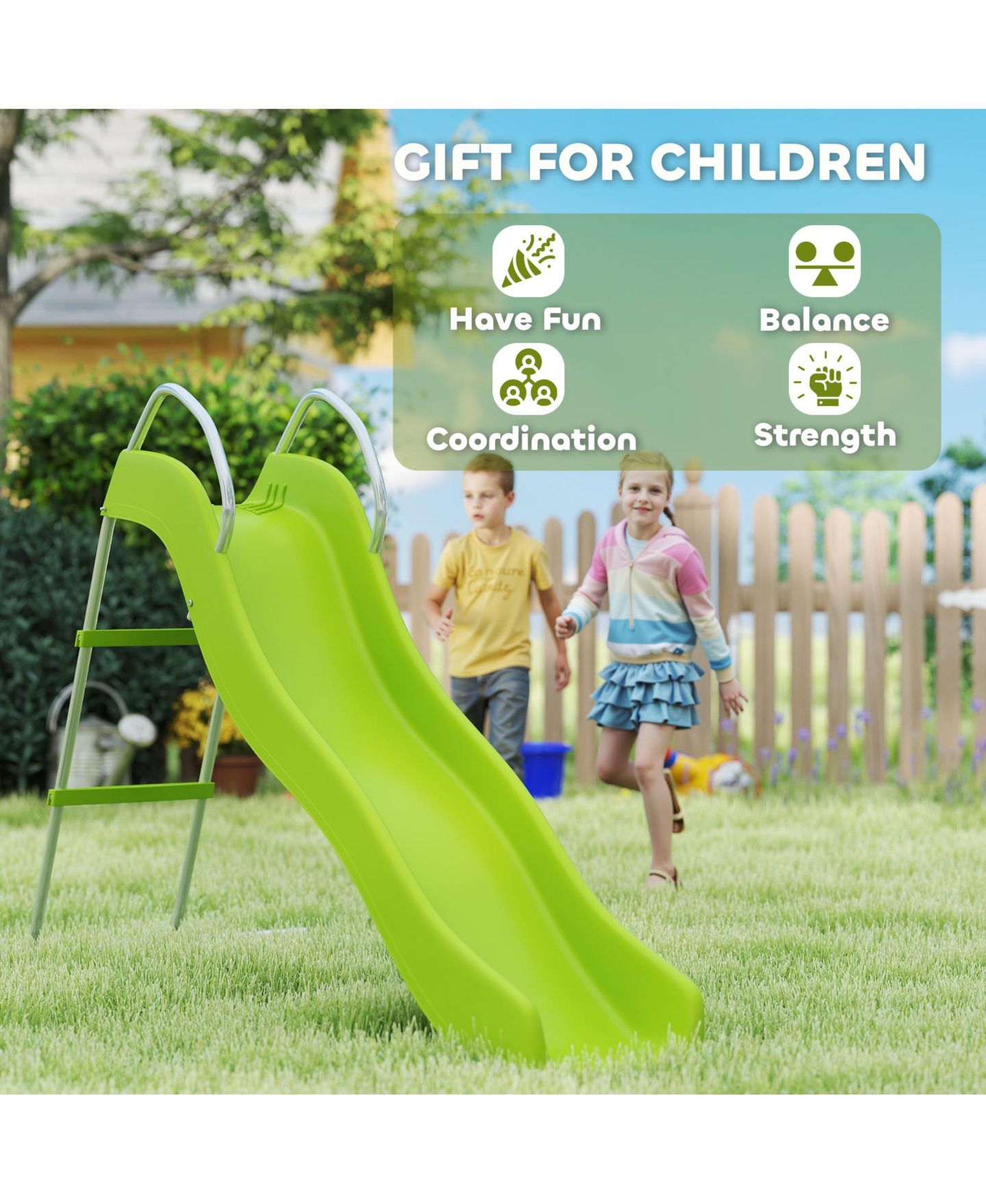 Детская игрушка Qaba Freestanding Wave Slide with Anti-Slip Texture, Ages 3-8, цвет: Зелёный — фото 6