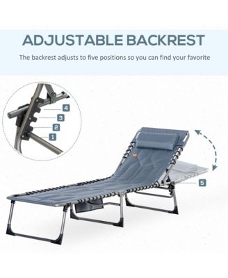 Outdoor Padded Folding Chaise Lounge Chair with Reclining,