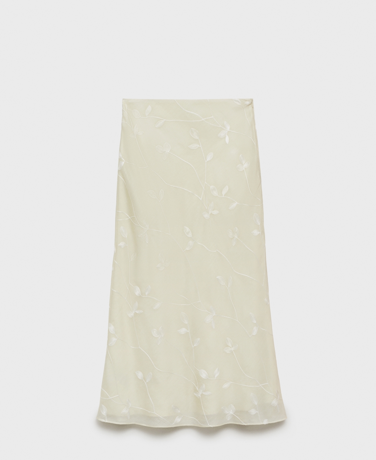 Women's Flowers Midi Skirt - Ecru
