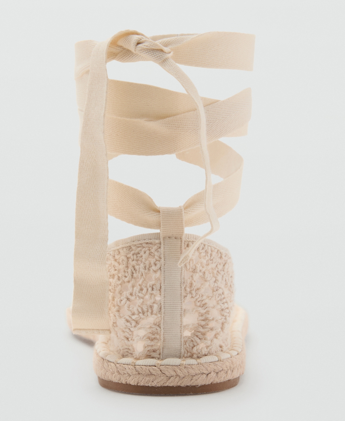 Mango Crochet Ballet Flats Ecru In White