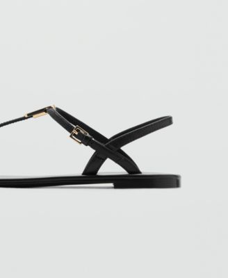 Women's Metallic Detail Leather Sandals