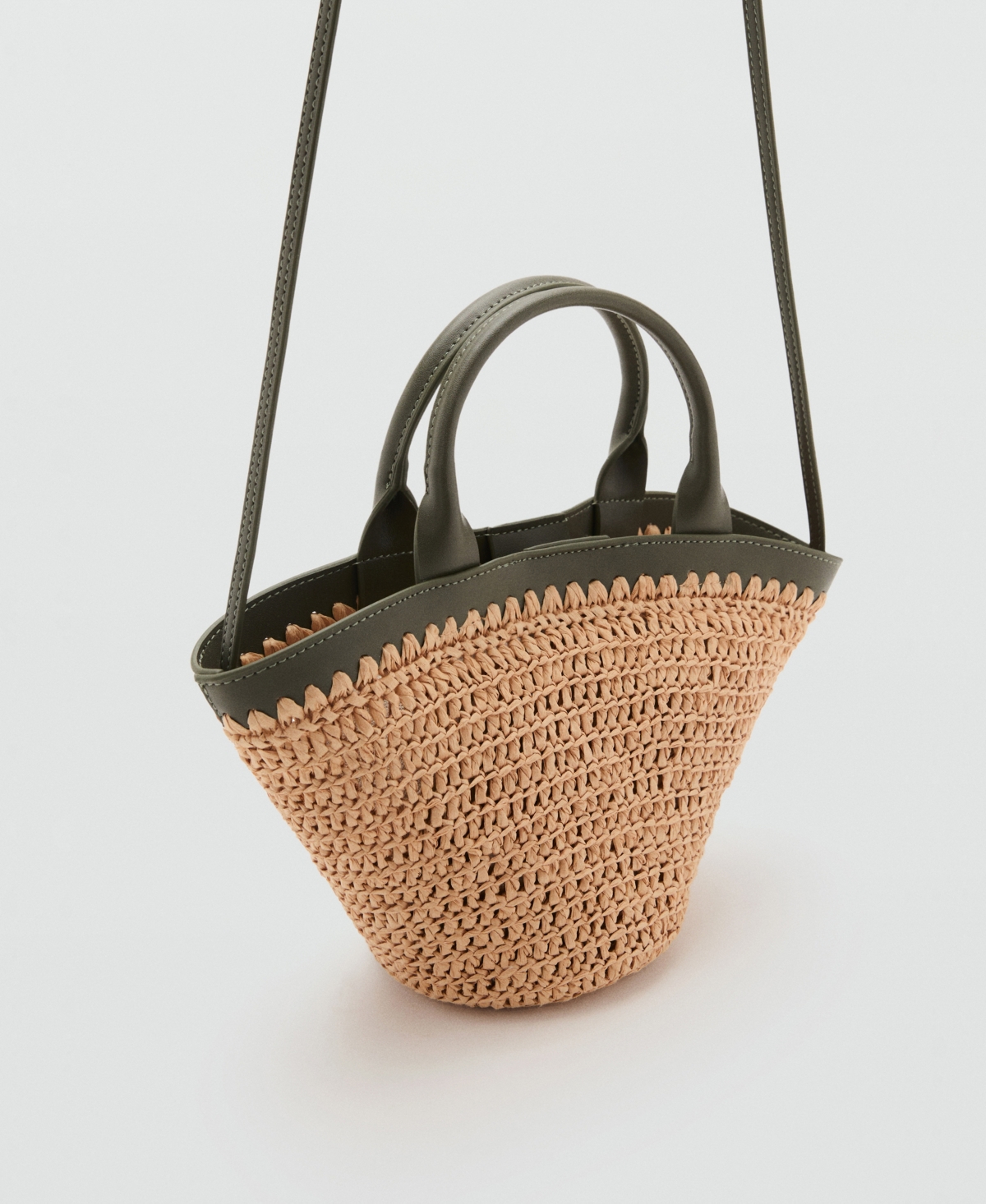 Women's Small Double-Handle Natural Fiber Bag - Khaki