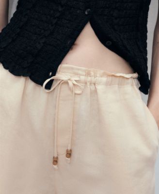 Women's Straight-Fit Drawstring Linen Shorts