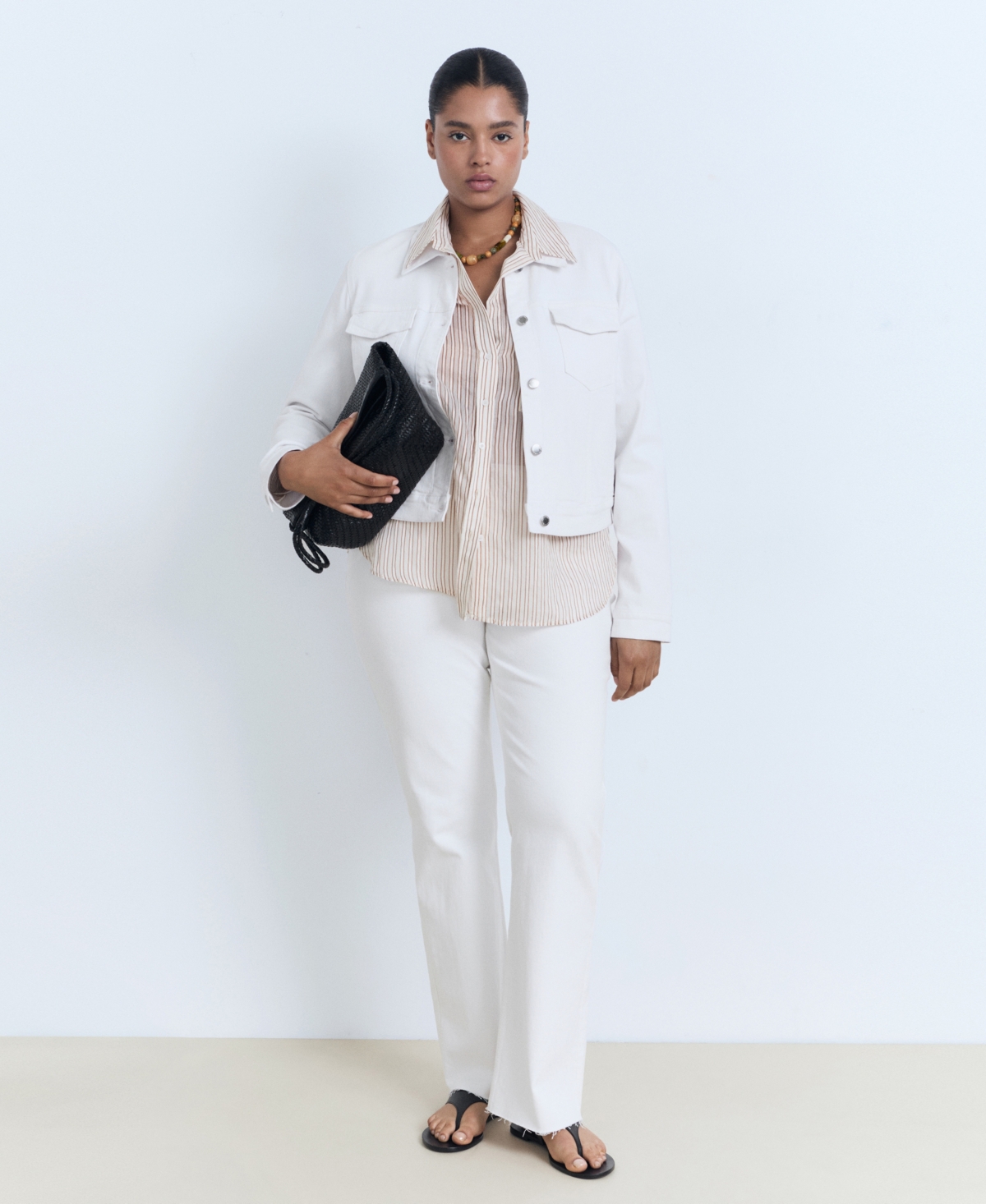 Women's Pockets Denim Jacket - White