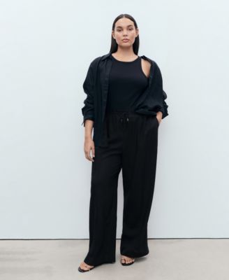 Women's Linen-Blend Elastic Waist Pants