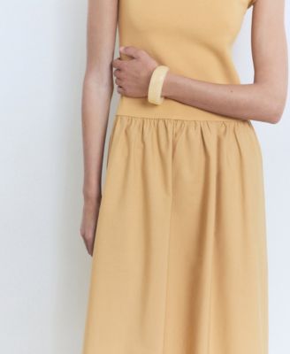 Women's Combined Fabric Midi Dress