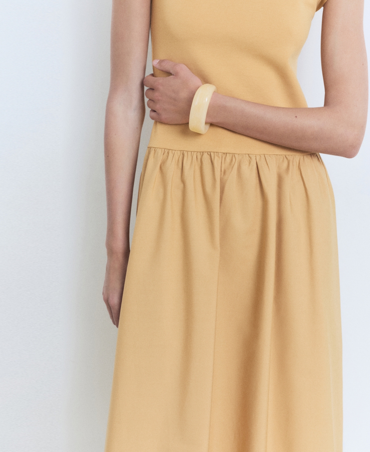 Mango Shoulder Pad Maxi Dress In Nude