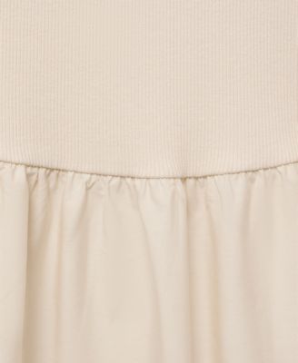 Women's Combined Fabric Flared Dress