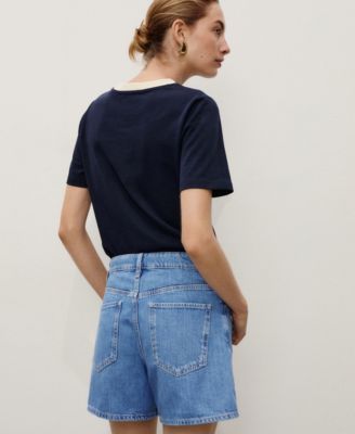 Women's High-Waisted Straight-Fit Denim Shorts