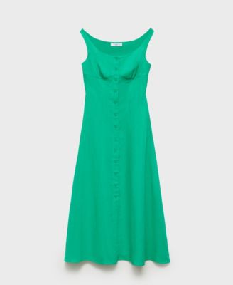 Women's Buttoned Linen-Blend Dress