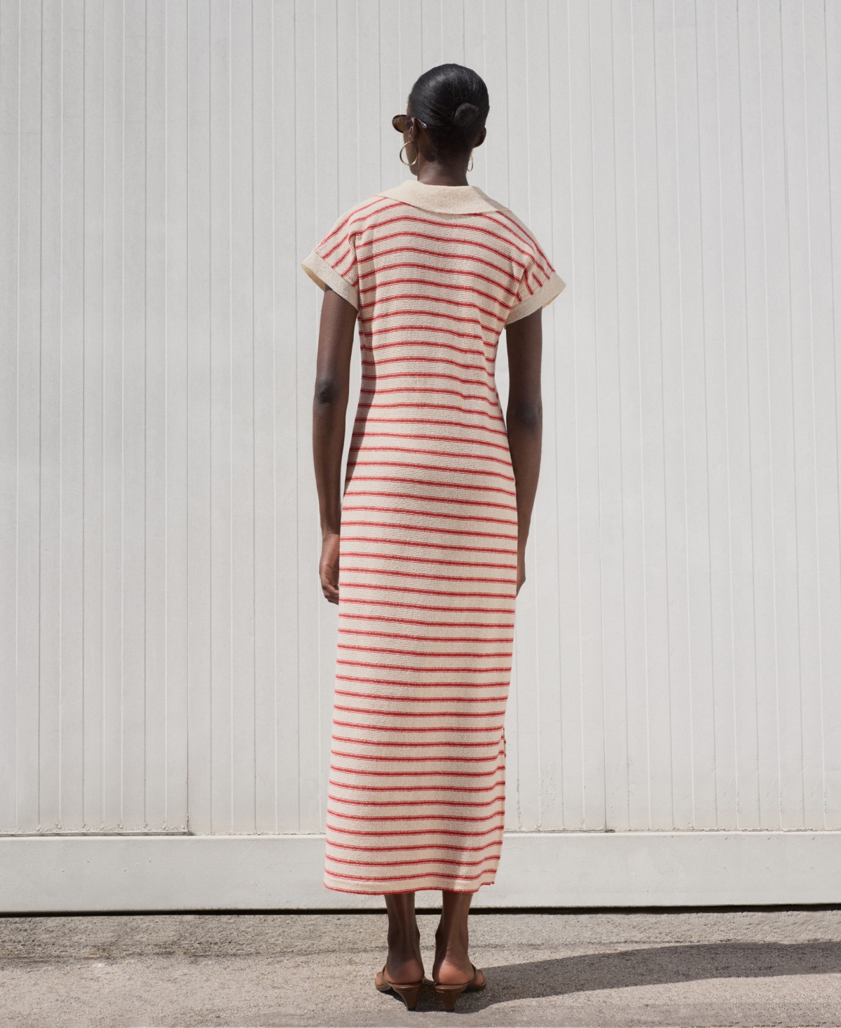 Mango Stripe Knit Dress In Red