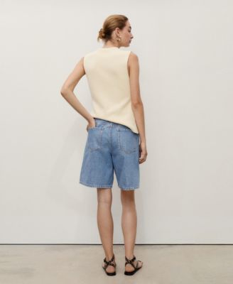 Women's High-Waist Straight-Fit Denim Shorts