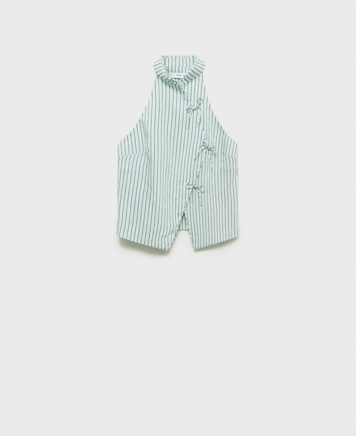 Mango Women's Strap Neckline And Laces Striped Top In Green