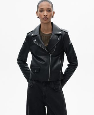 MANGO Women's Leather Biker Jacket Macy's