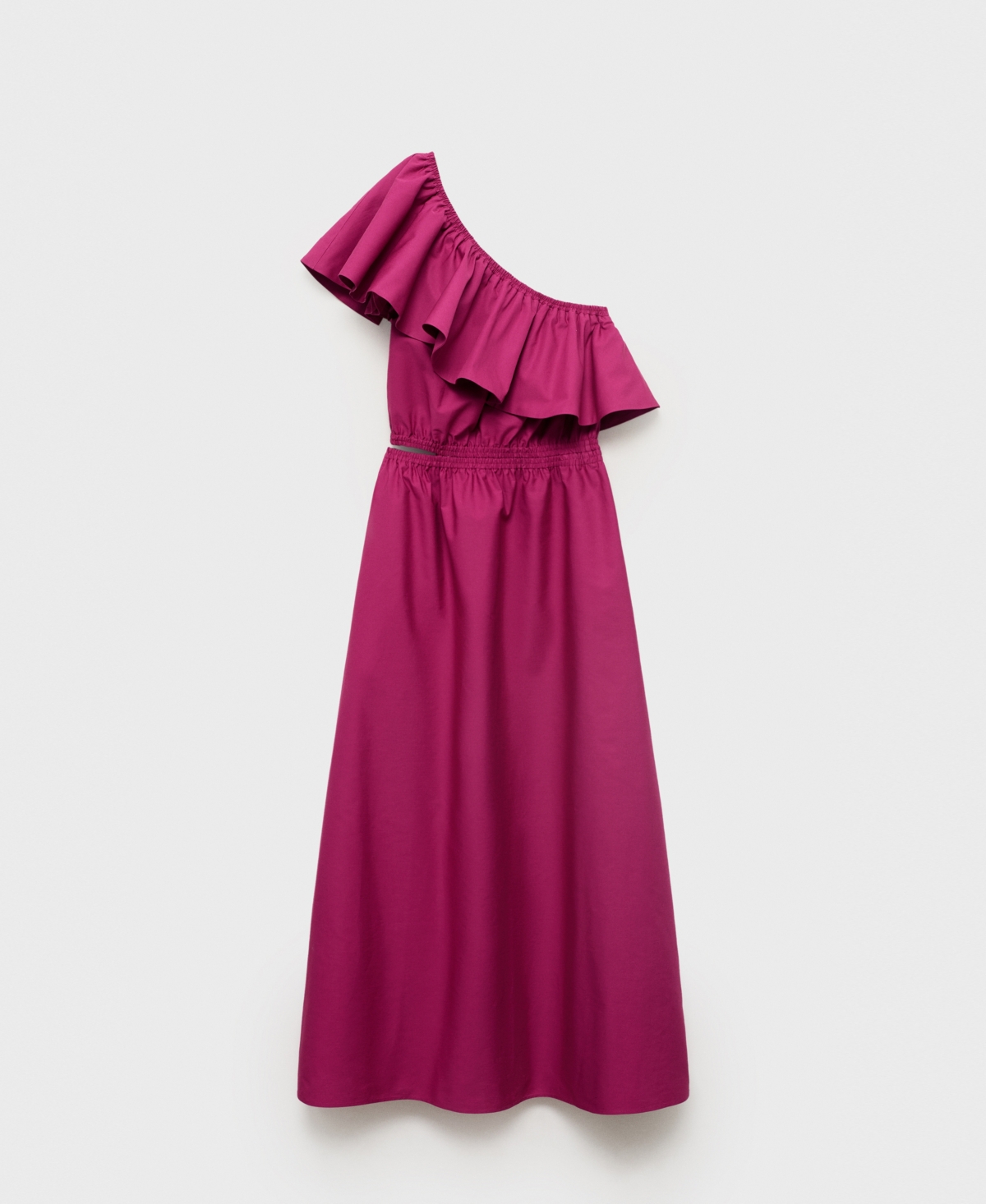 Mango Asymmetric Cutout One-shoulder Maxi Dress In Pink